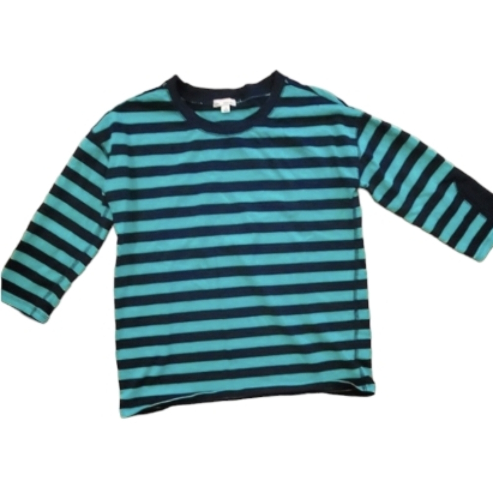 Gap Womans Green‎ and Navy Striped 3/4 Sleeve Shirt Size XS